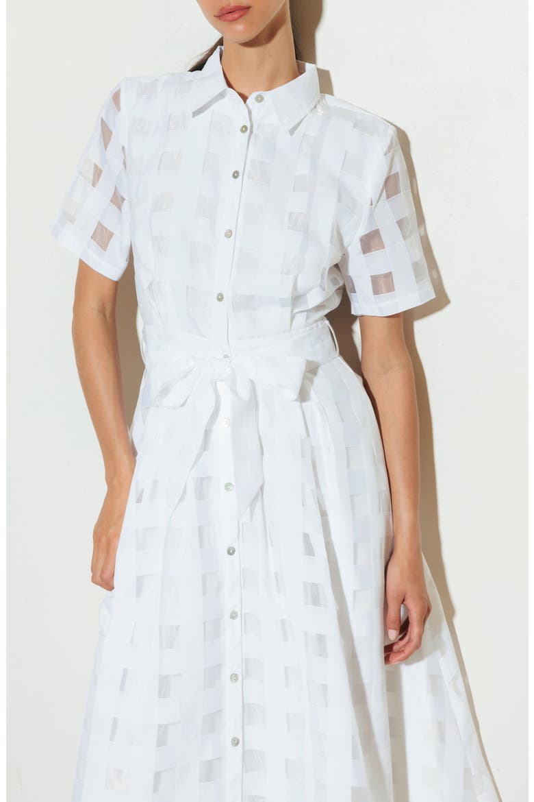 Basketweave Organza Maxi Shirtdress, Alternate, color, WHITE