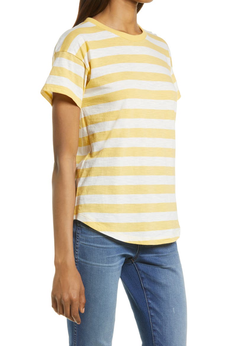Whisper Cotton Stripe Crewneck T-Shirt, Alternate, color, CHAMOMILE TEA