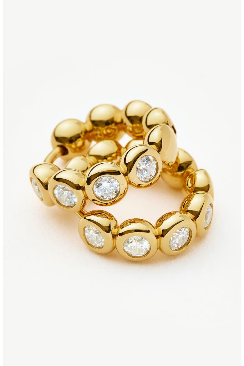 Tennis Cubic Zirconia Huggie Hoop Earrings, Alternate, color, GOLD
