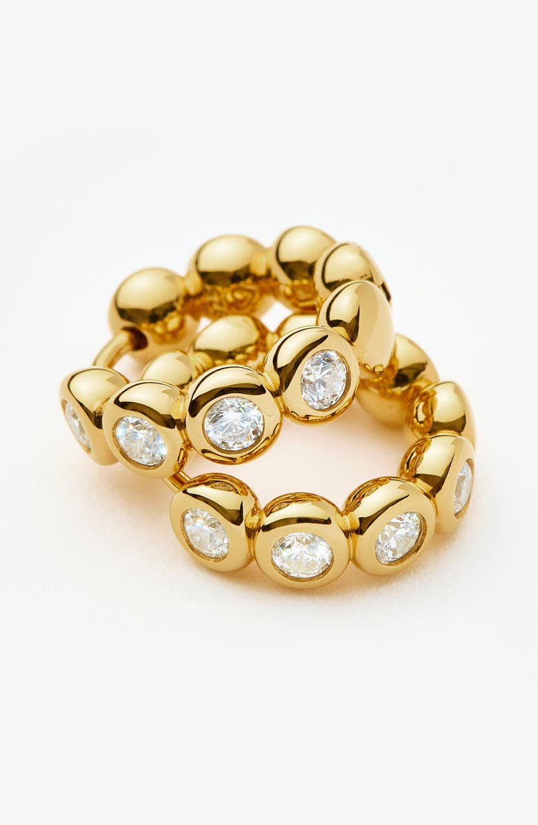 Missoma Tennis Cubic Zirconia Huggie Hoop Earrings, Alternate, color, Gold