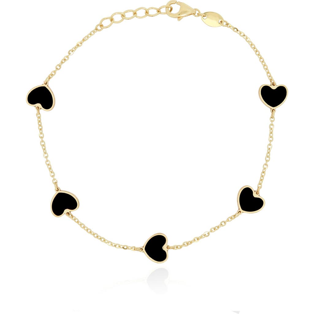 The Lovery Fine Jewelry Onyx Heart Station Bracelet In Black