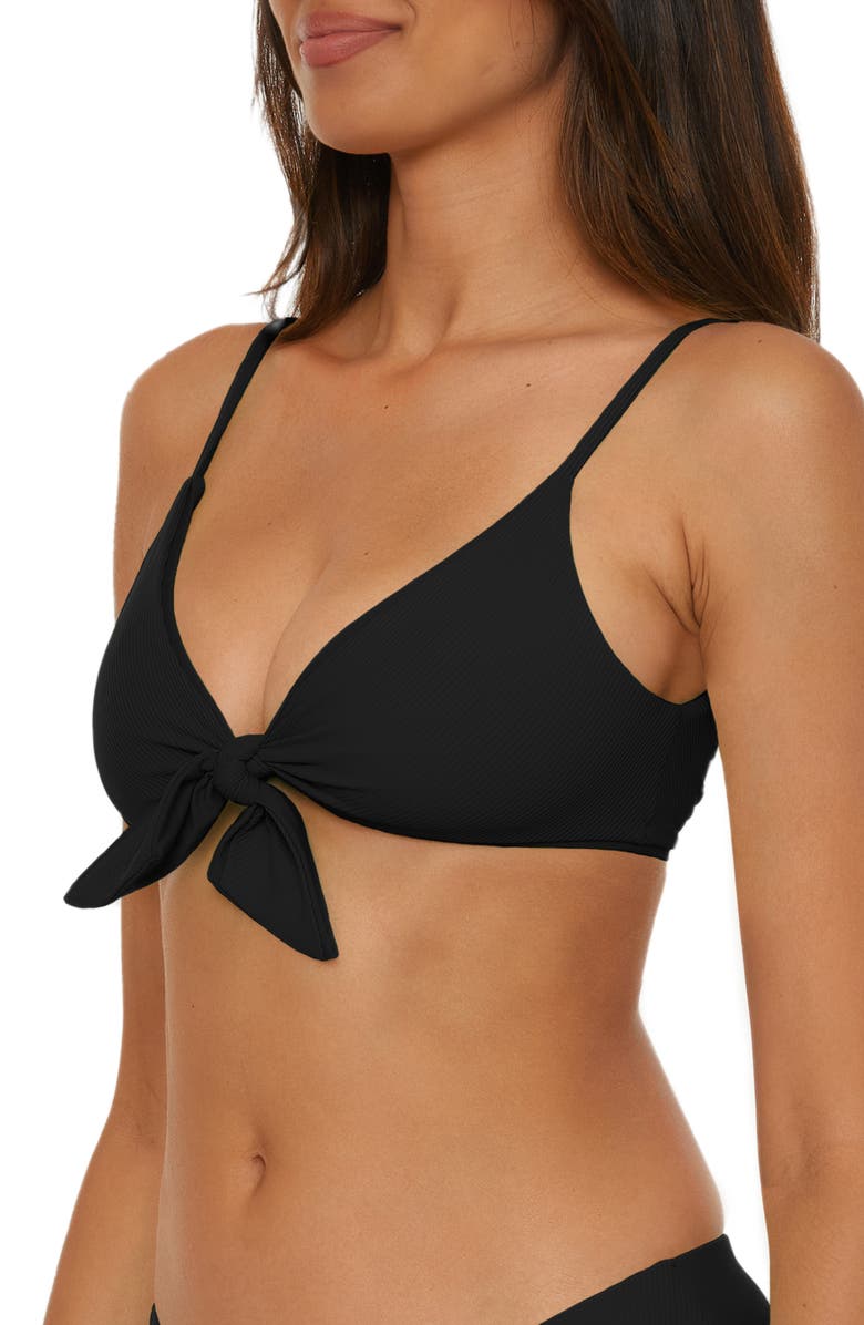 Becca Buckle Reversible Bikini Top, Alternate, color, Black