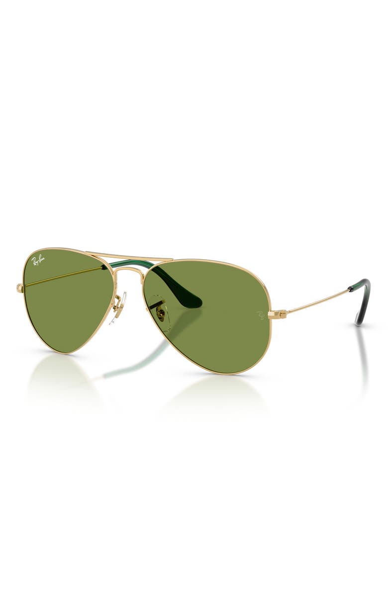 Ray-Ban 58mm Aviator Sunglasses, Alternate, color, Arista / Green