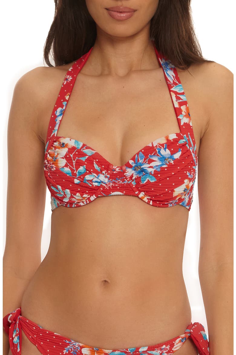 Countryside Floral Print Underwire Bikini Top, Alternate, color, RED MULTI
