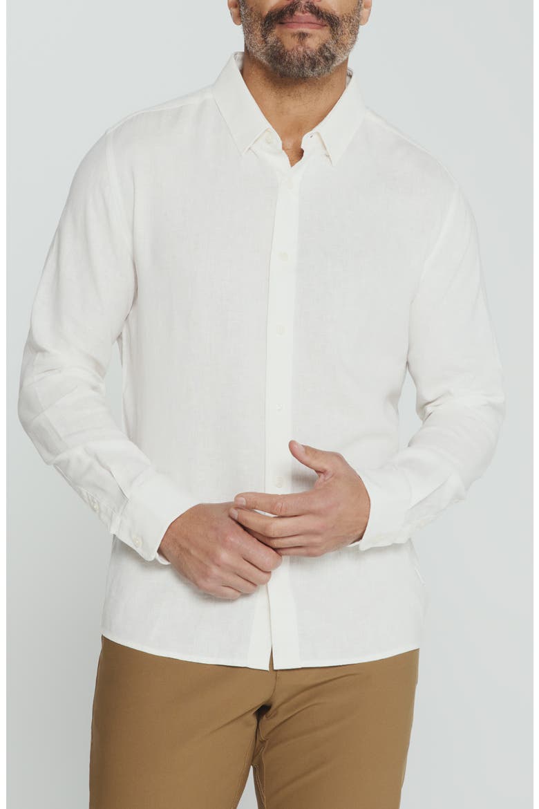 Oasis Linen Blend Button-Up Shirt, Main, color, WHITE
