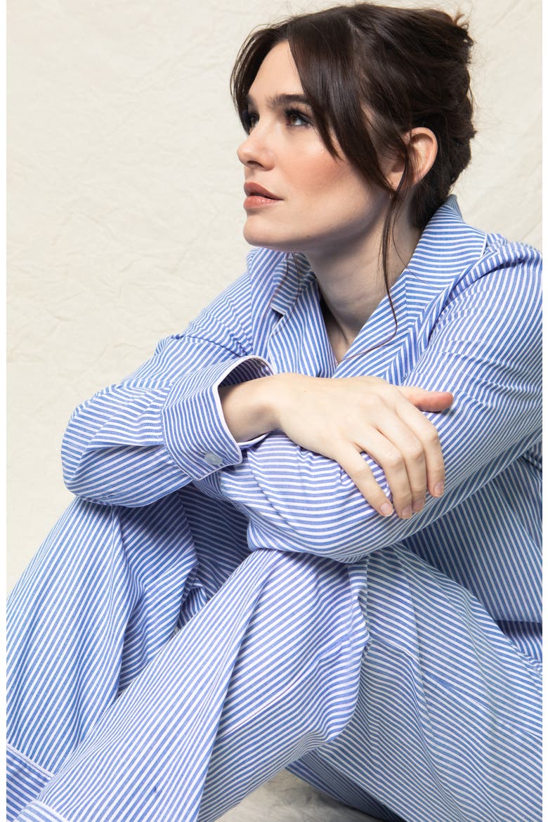 Seersucker Stripe Pajamas, Alternate, color, BLUE
