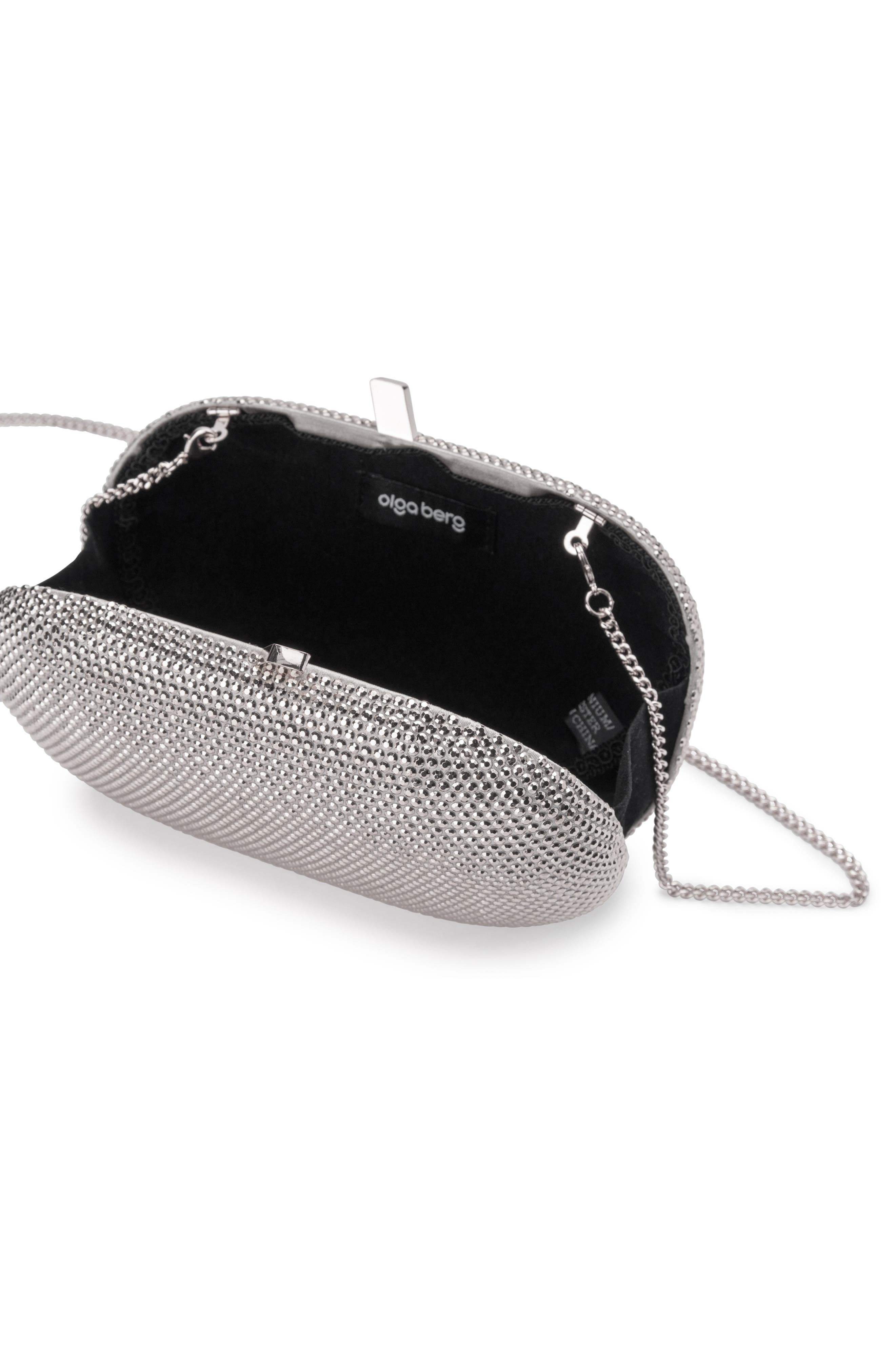 Olga Berg Ace Crystal Oval Clutch, Alternate, color, 