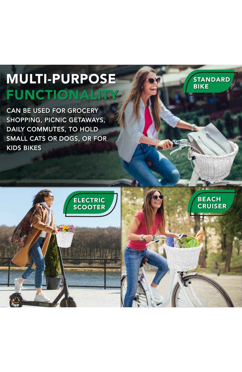 ProSource Nantucket Bike Basket, Alternate, color, White