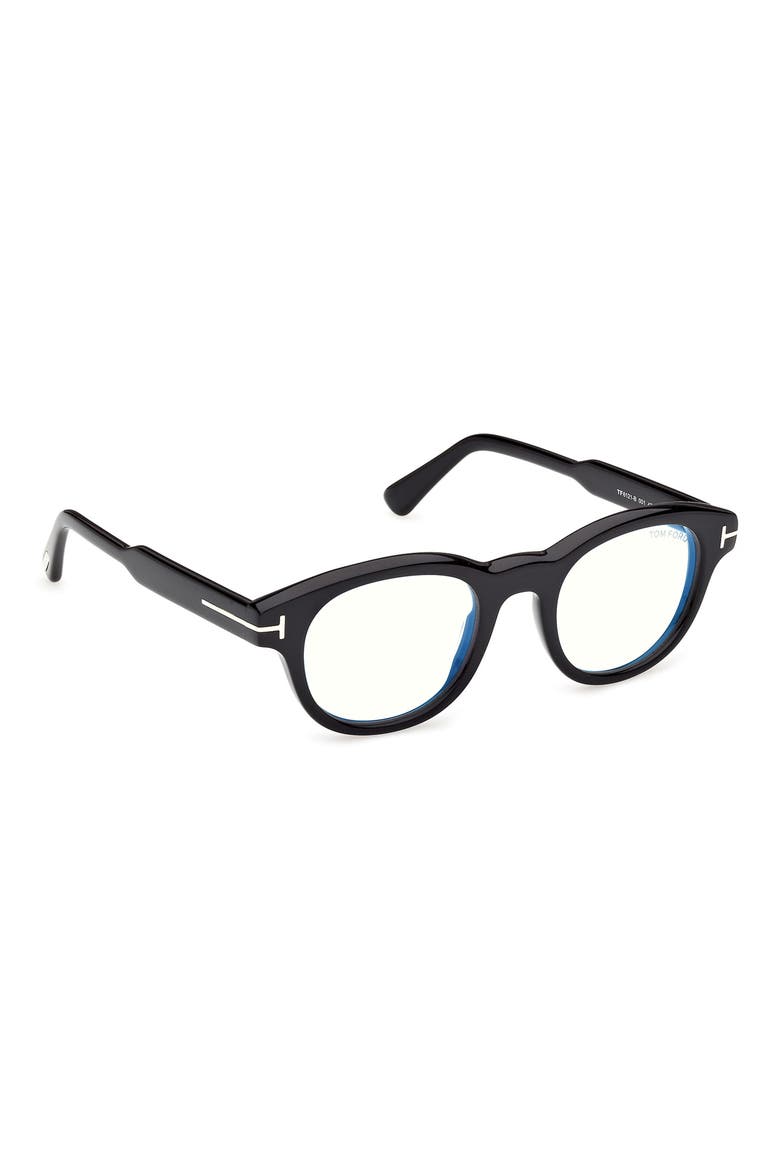 47mm Round Optical Glasses, Alternate, color, SHINY BLACK / T LOGO