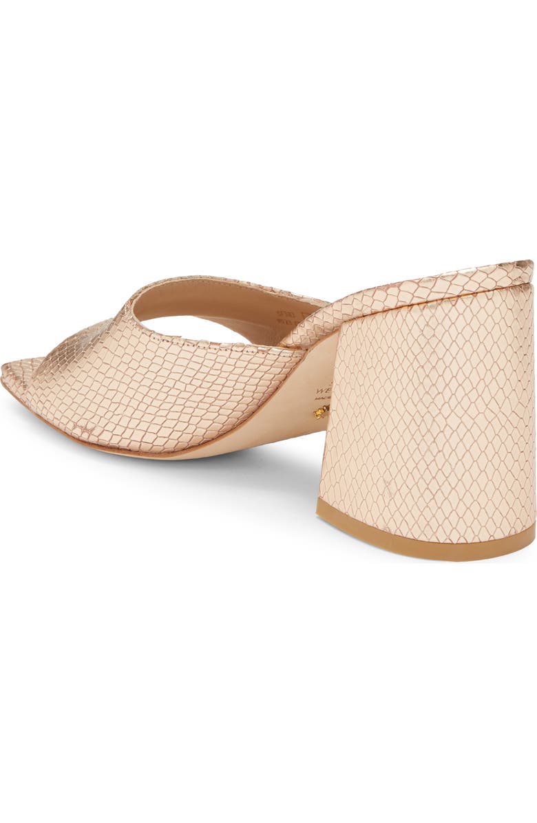 Stuart Weitzman Tia 85 Snakeskin Embossed Flare Block Sandal, Alternate, color, Ballet