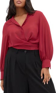 City Chic Jane Tie Hem Shirt