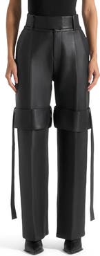 Manière De Voir Isabelle Leather Belted Strap Detail Trousers