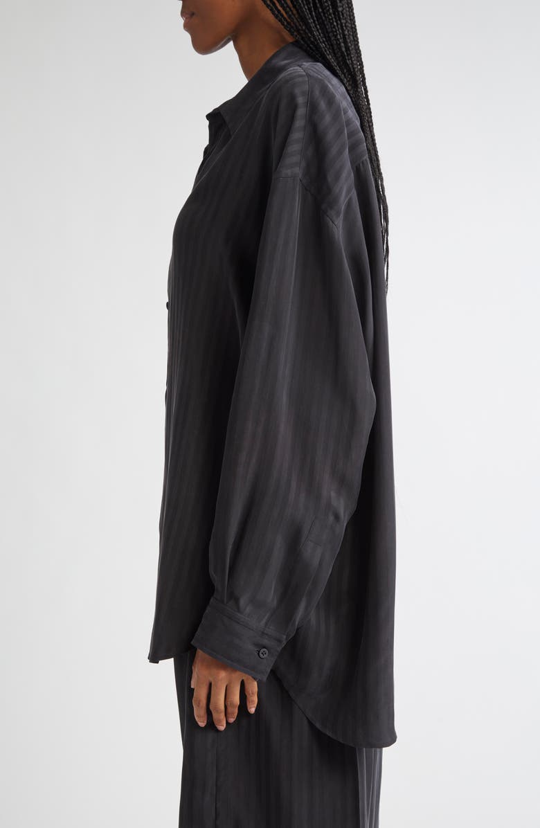 Balenciaga Fluid Stripe Button-Up Shirt, Alternate, color, Black