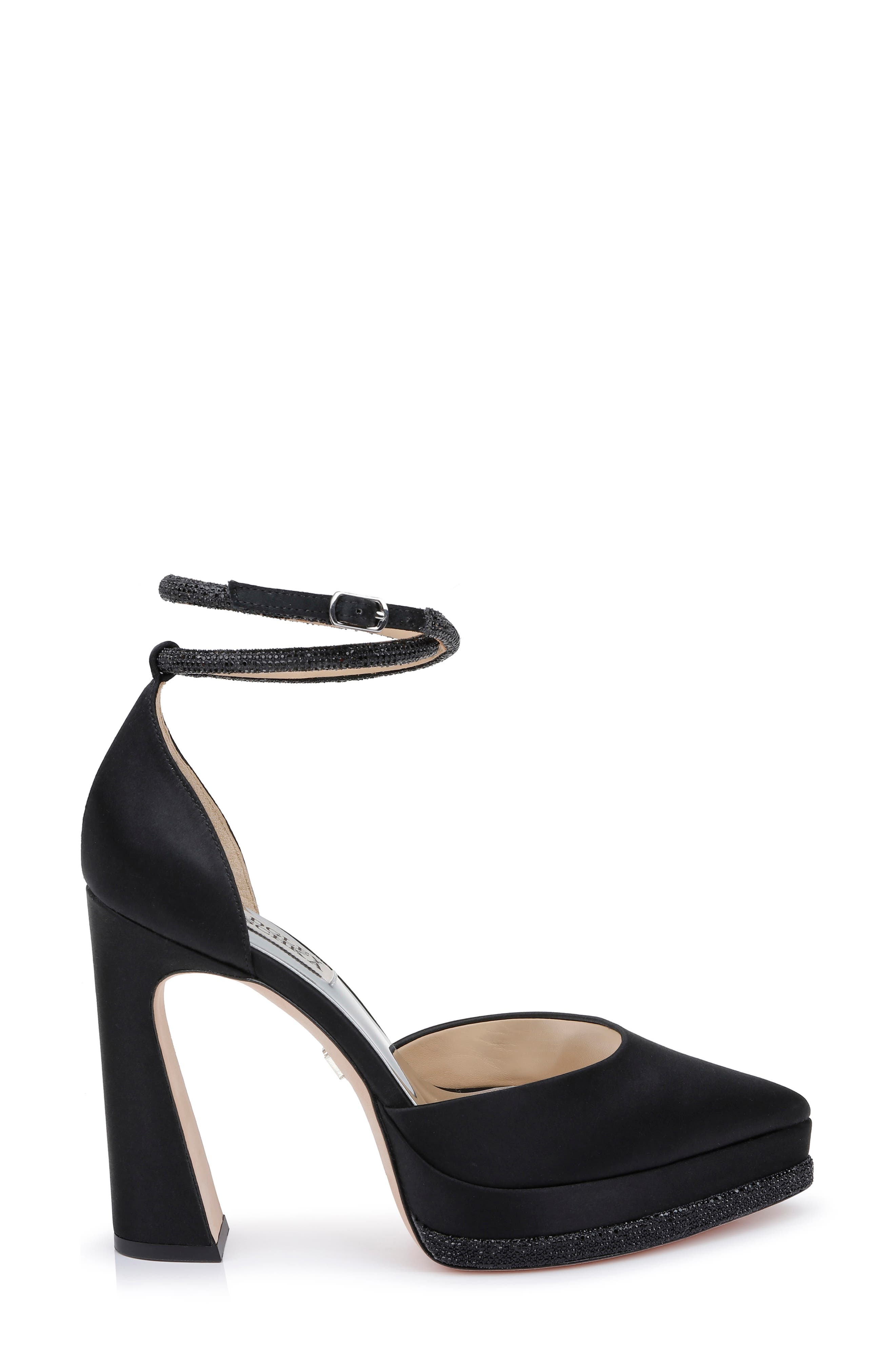 Badgley Mischka Collection Eliana Ankle Strap Platform Pointed Toe Pump, Alternate, color, Black