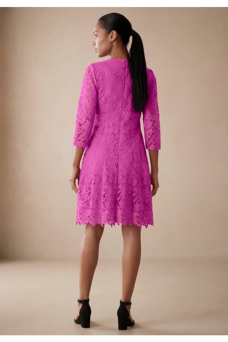 Lace Fit & Flare Dress, Alternate, color, DEEP ORCHID