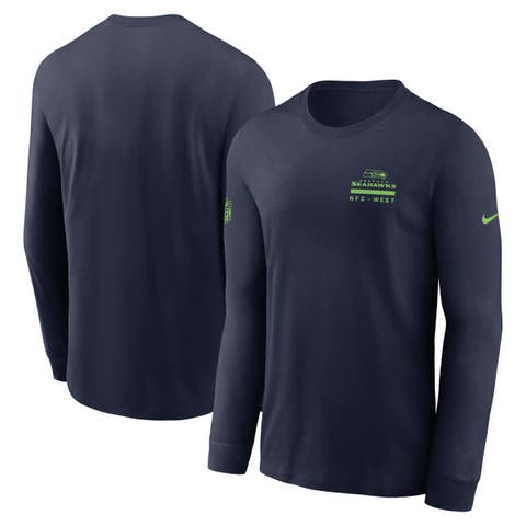 Men's Nike College Navy Seattle Seahawks Sideline Performance Long Sleeve T-Shirt