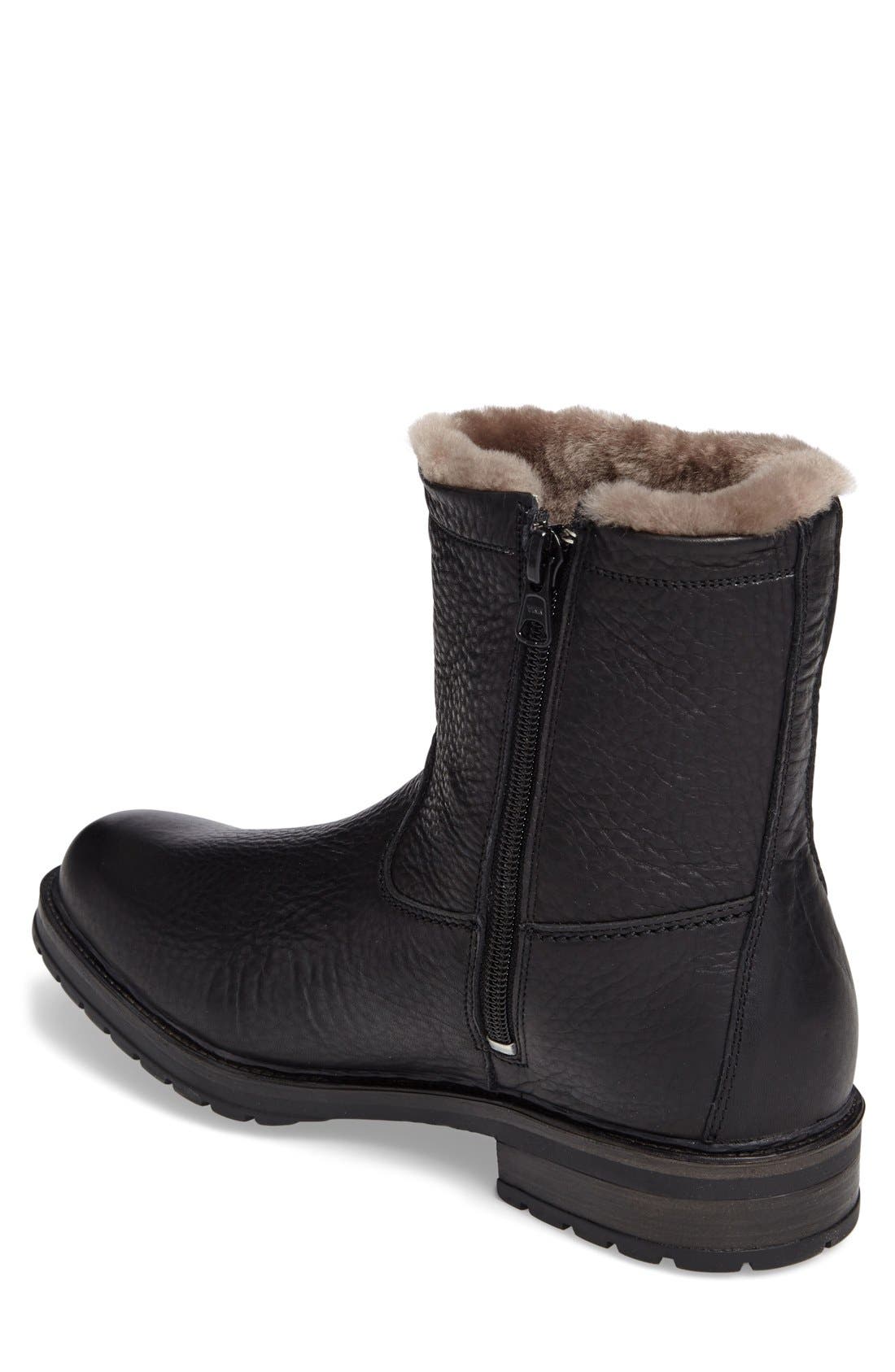 Mephisto Leonardo HydroProtect Waterproof Genuine Shearling Lined Boot, Alternate, color, Black Montana