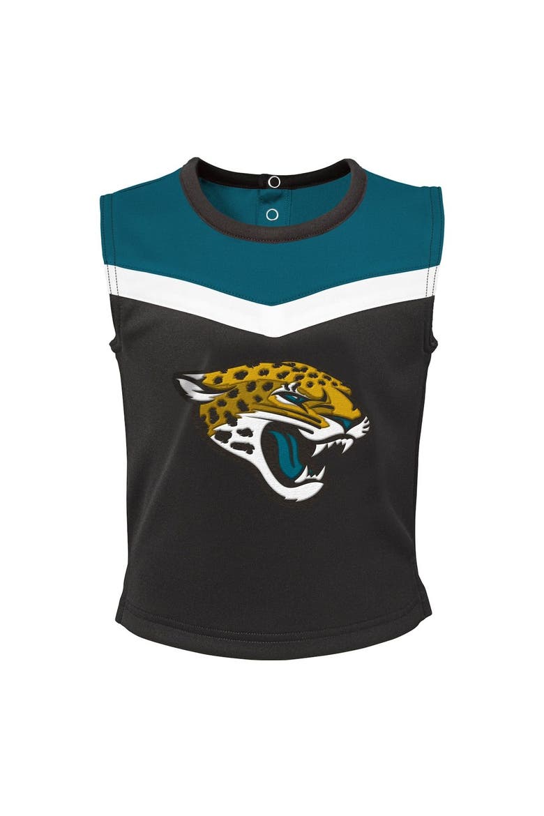 Girls Toddler Black Jacksonville Jaguars Spirit Cheer Three-Piece Cheerleader Set, Alternate, color, Black