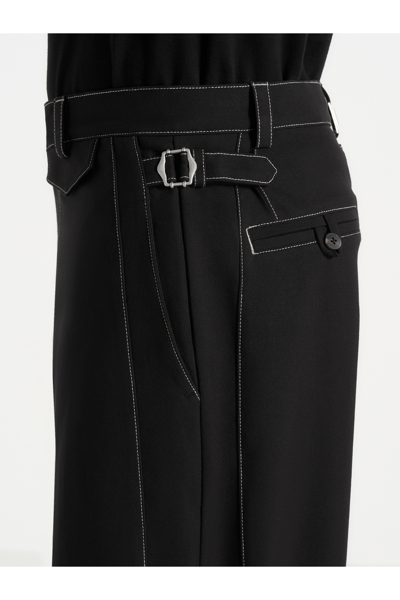 Marceau Contrast Stitch Barrel Leg Pants, Alternate, color, Black