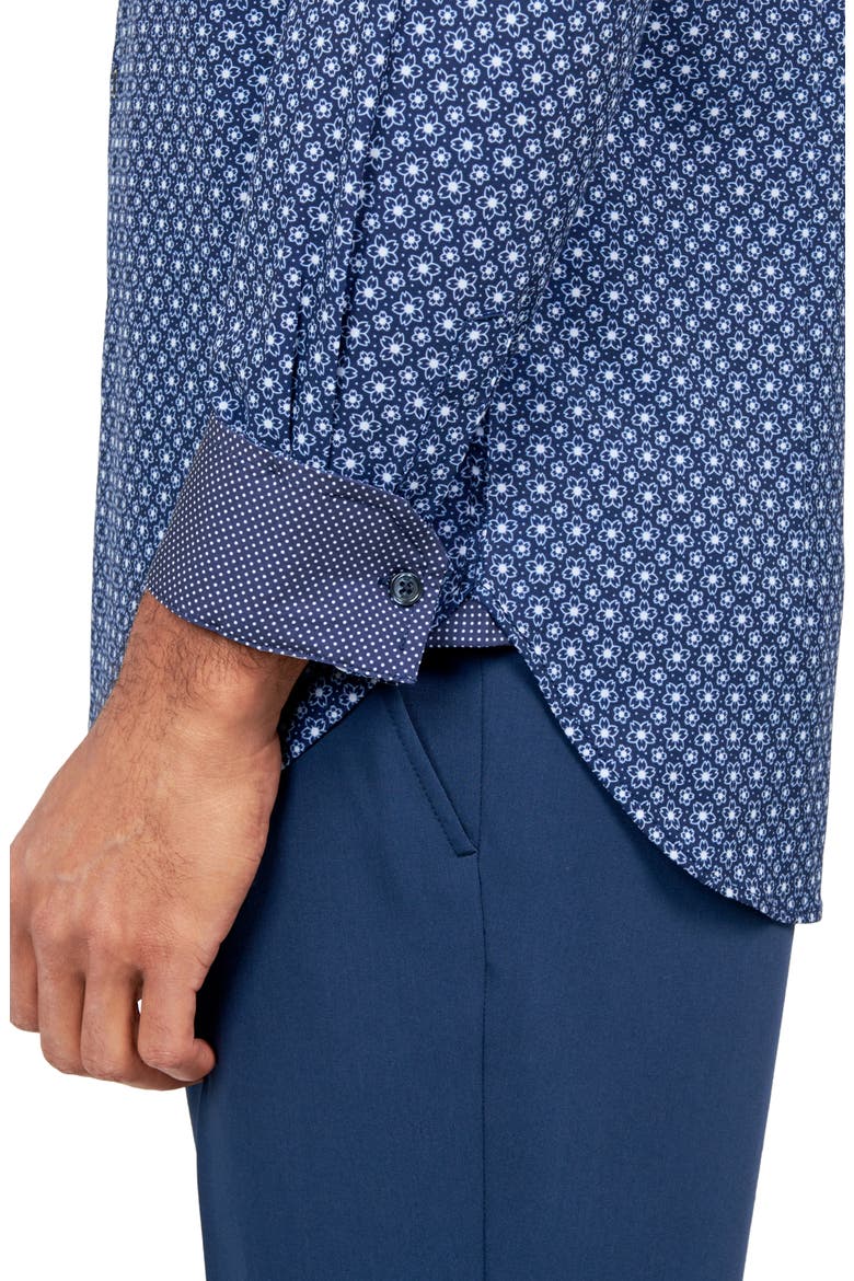 Sketch Floral Performance Dress Shirt, Alternate, color, NAVY