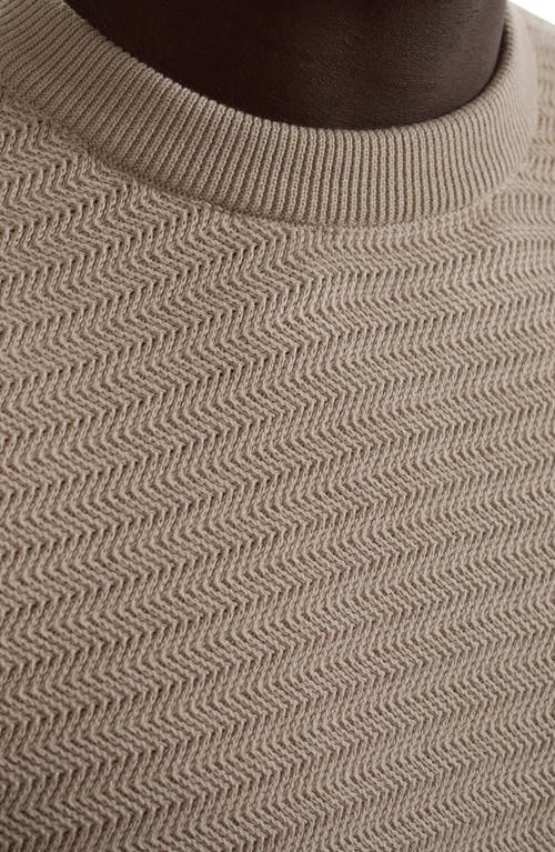 Bugatchi Mixed Stitch Cotton Crewneck Sweater In Neutral