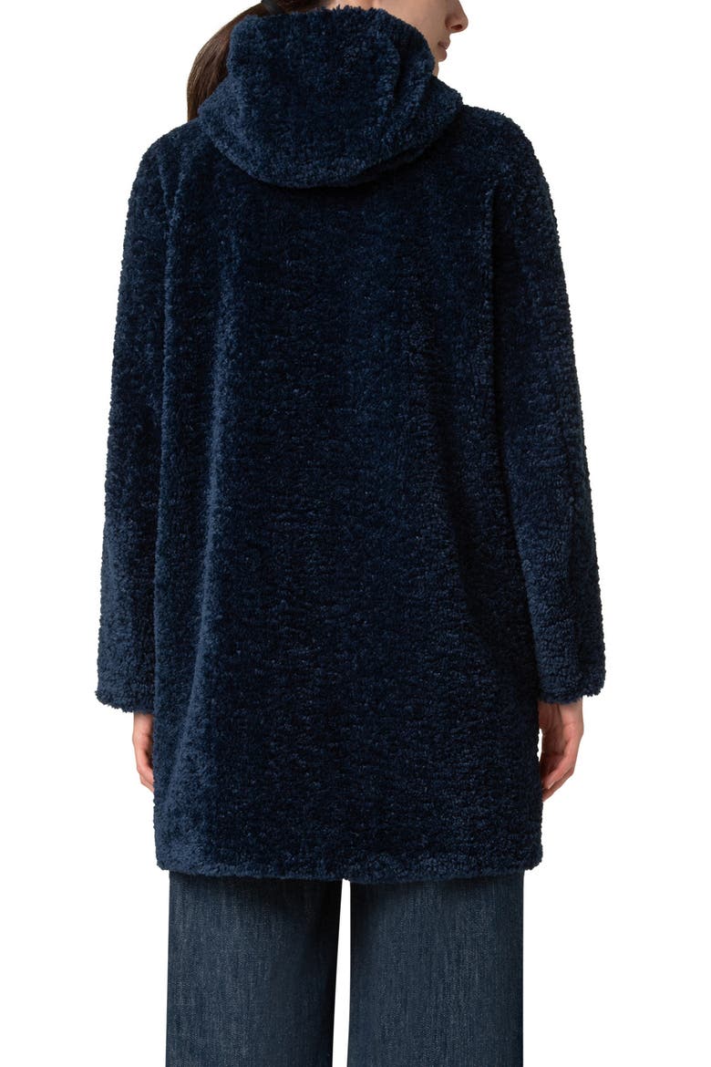 Faux Shearling & Nylon Reversible Coat, Alternate, color, NAVY