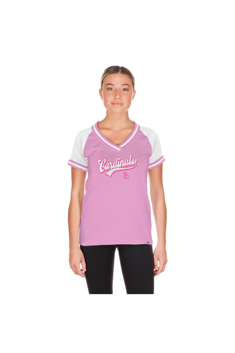 Women's New Era Light Pink St. Louis Cardinals Gameday V-Neck T-Shirt, Alternate, color, Light Pink