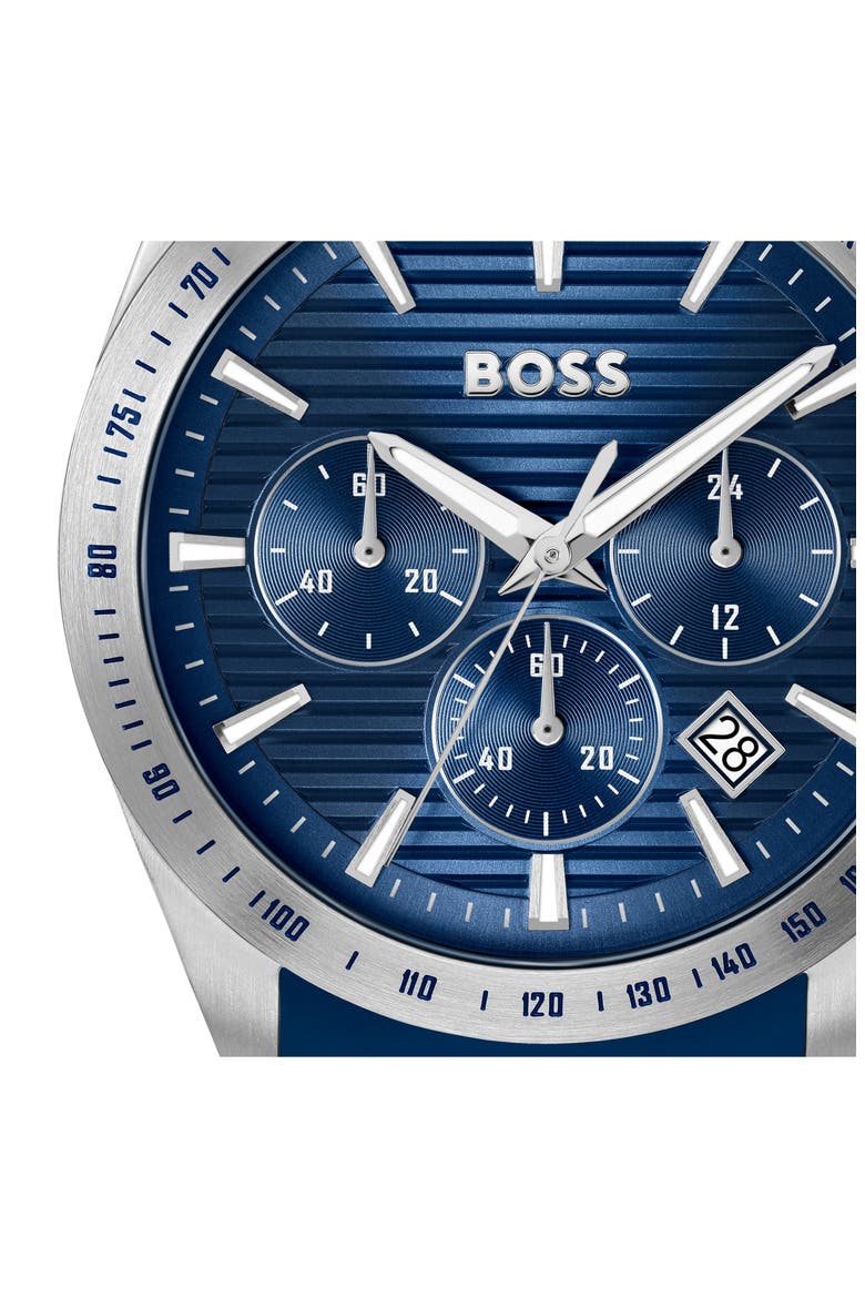 Strike Chronograph Silicone Strap Watch, 41mm, Alternate, color, BLUE