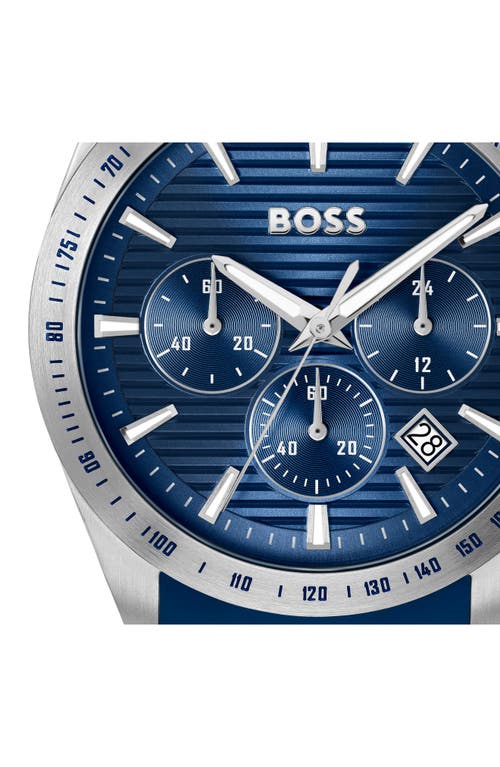 Hugo Boss Boss Strike Chronograph Silicone Strap Watch, 41mm In Blue