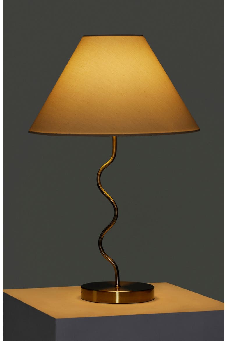 Squiggle 22" LED Table Lamp with Twisting Base and Ivory Empire Shade, Alternate, color, Antique Brass