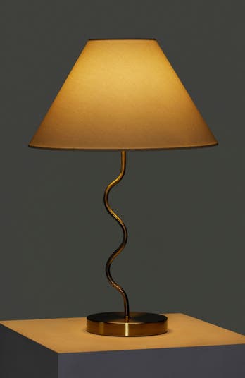 Squiggle 22" LED Table Lamp with Twisting Base and Ivory Empire Shade