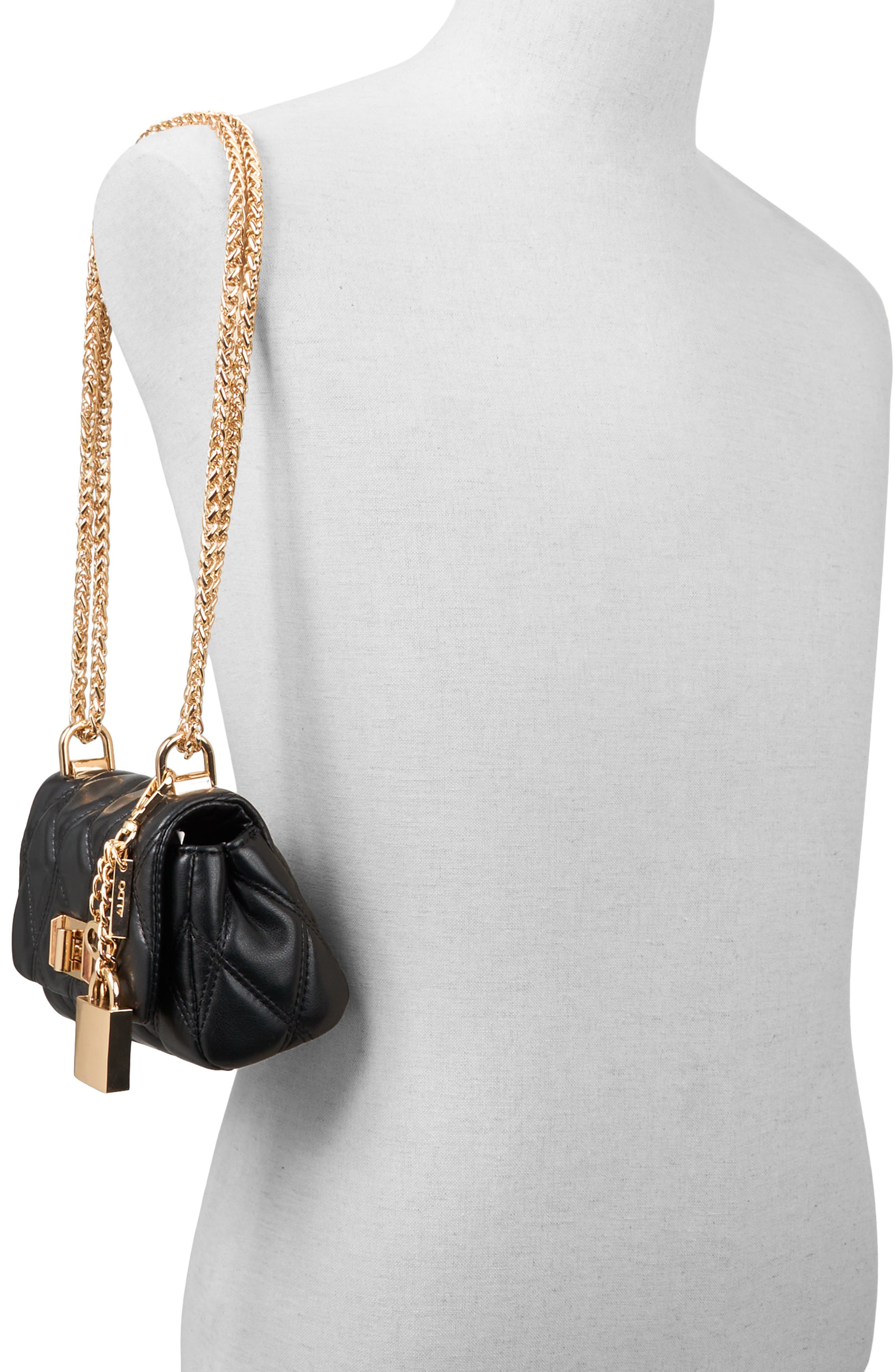 ALDO Miablackk Quilted Faux Leather Convertible Crossbody Bag, Alternate, color, 