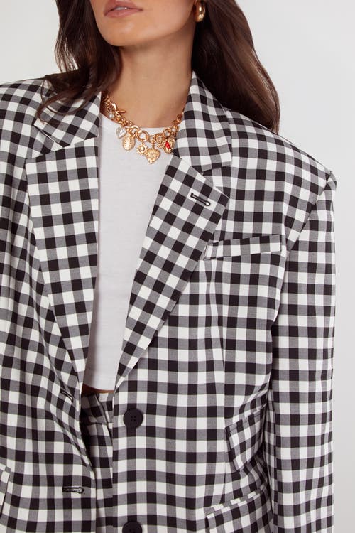 Nasty Gal Gingham Tailored Blazer In Black