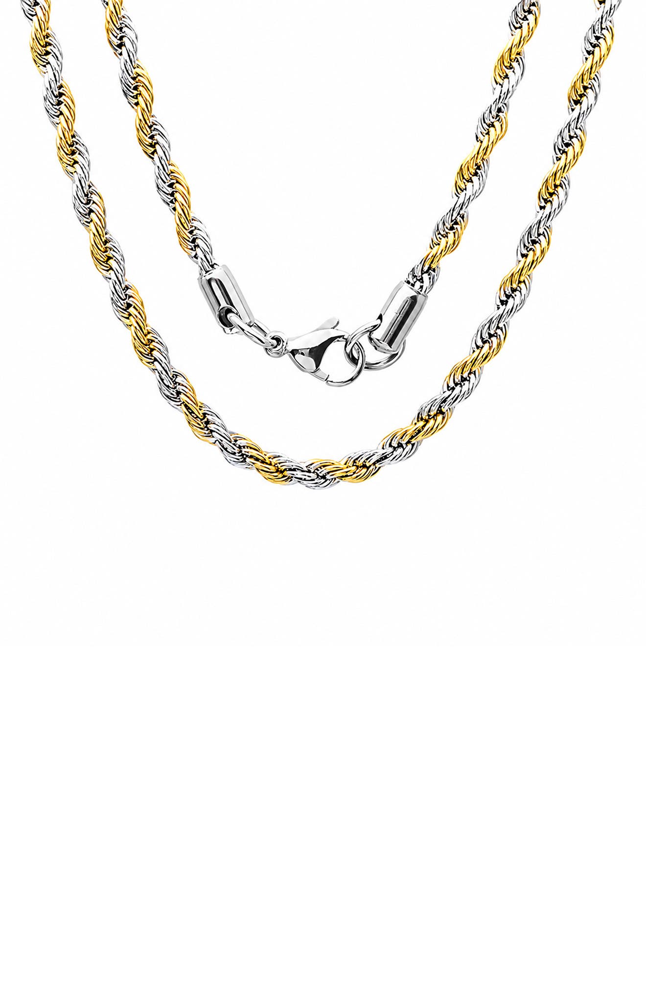 Two Tone Stainless Steel Chain Necklace