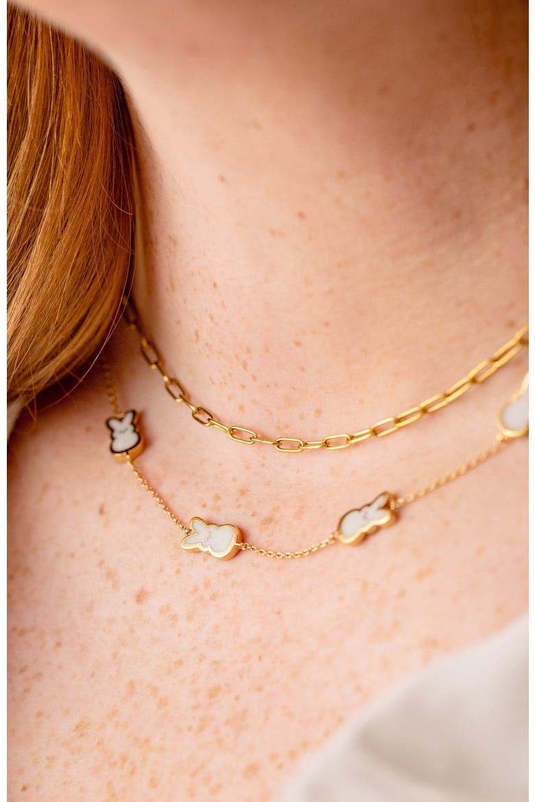 Peeps® Pearlized Bunny Necklace, Alternate, color, Gold