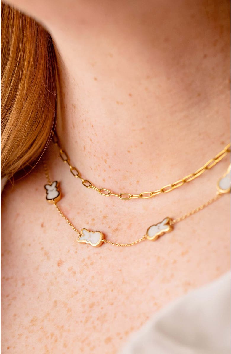 Alex and Ani Peeps<sup>®</sup> Pearlized Bunny Necklace, Alternate, color, Gold