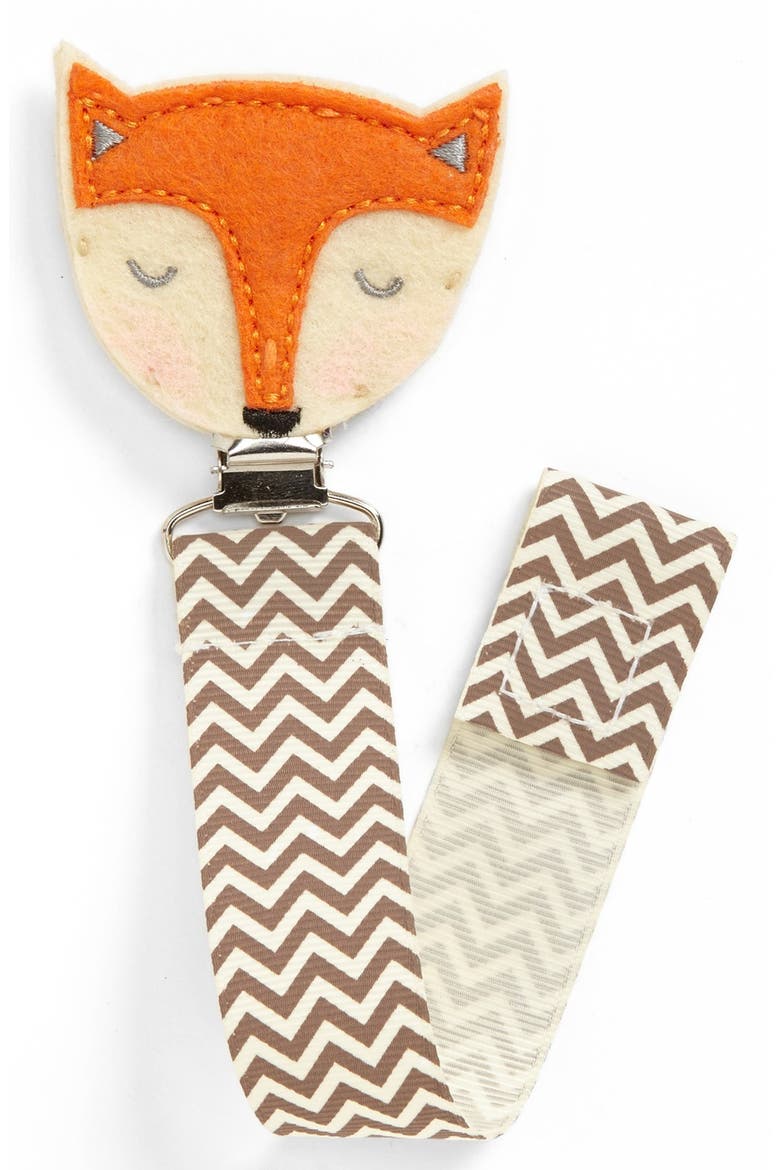 'Fox' Pacifier Clip, Main, color, BROWN MULTI
