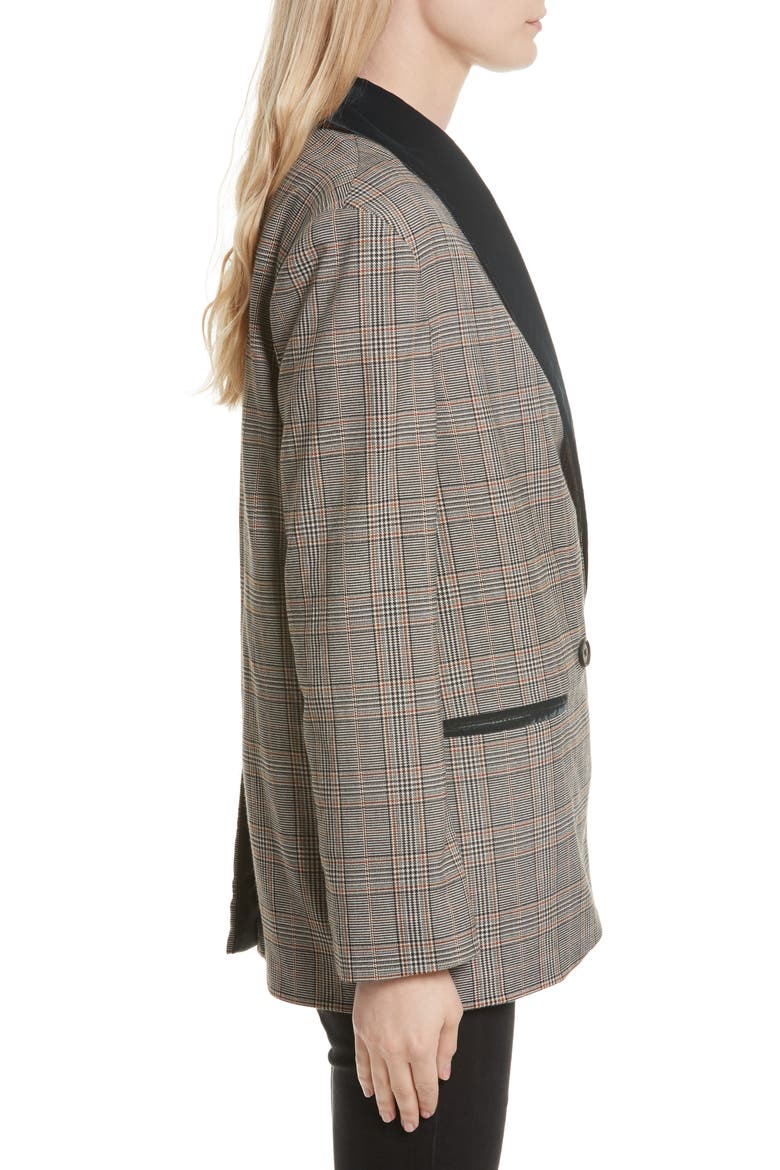 Velvet Trim Blazer, Alternate, color, BLACK COMBO