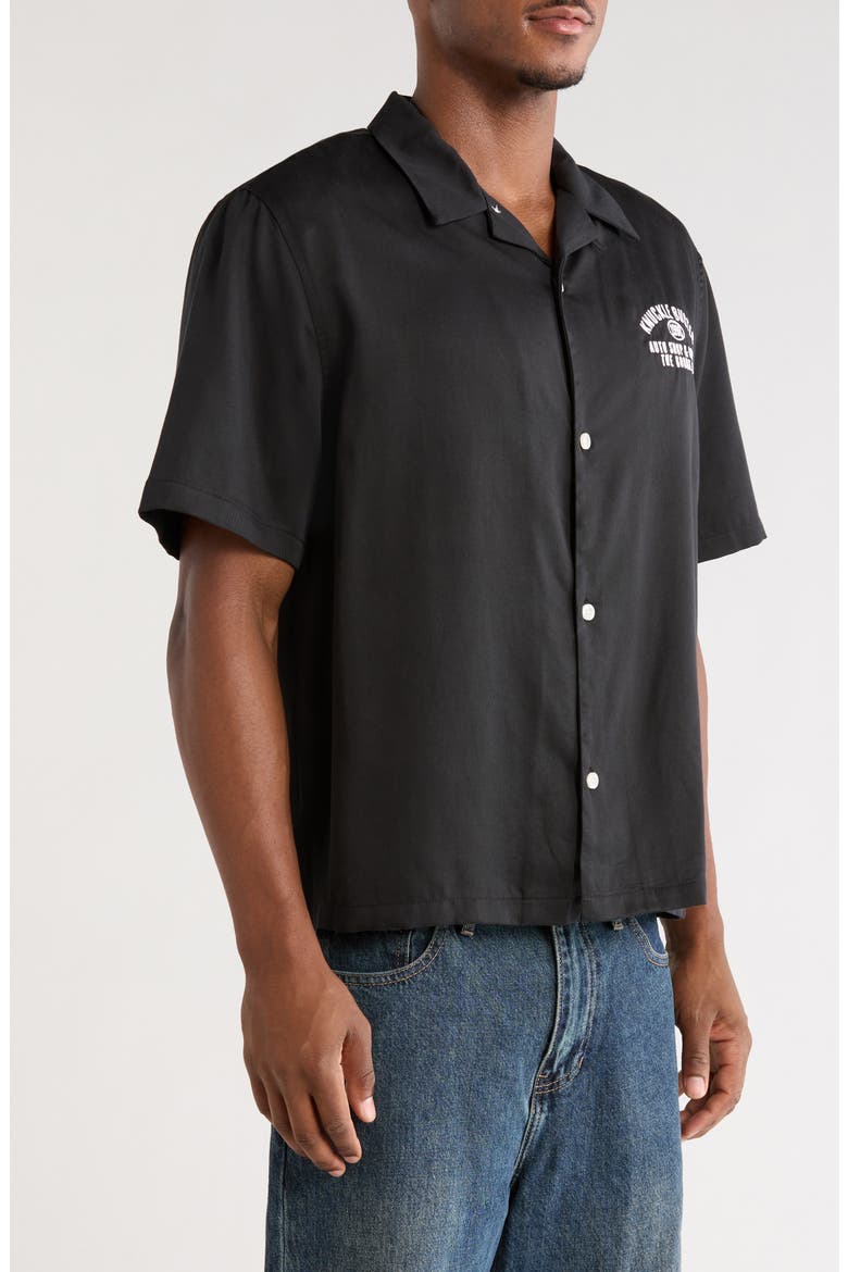 Buster Short Sleeve Button-Up Camp Shirt, Alternate, color, BLACK