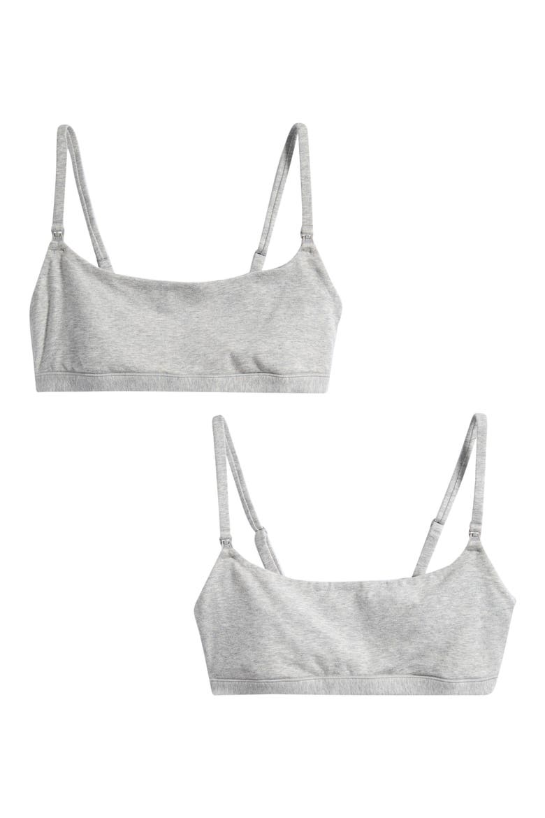 2-Pack Scoop Maternity/Nursing Bralettes, Main, color, LIGHT HEATHER GREY