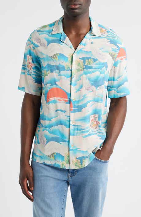 AllSaints Saipan Print Relaxed Fit Cotton Camp Shirt