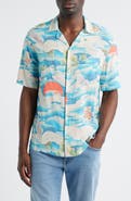 AllSaints Saipan Print Relaxed Fit Cotton Camp Shirt