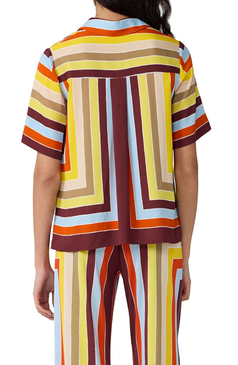 Diane von Furstenberg Alexa Stripe Stretch Silk Button-Up Shirt, Alternate, color, Dorian Stripe Multi