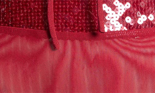 Bardot Verona Sequin Long Sleeve Bodysuit In Burgundy