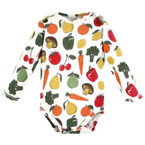 Touched By Nature Organic Cotton Long-sleeve Bodysuits In Multi