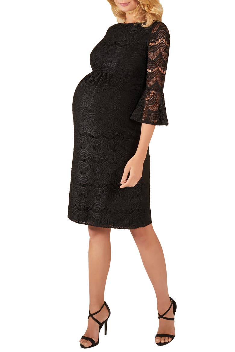 Jane Lace Maternity Cocktail Dress, Alternate, color, BLACK