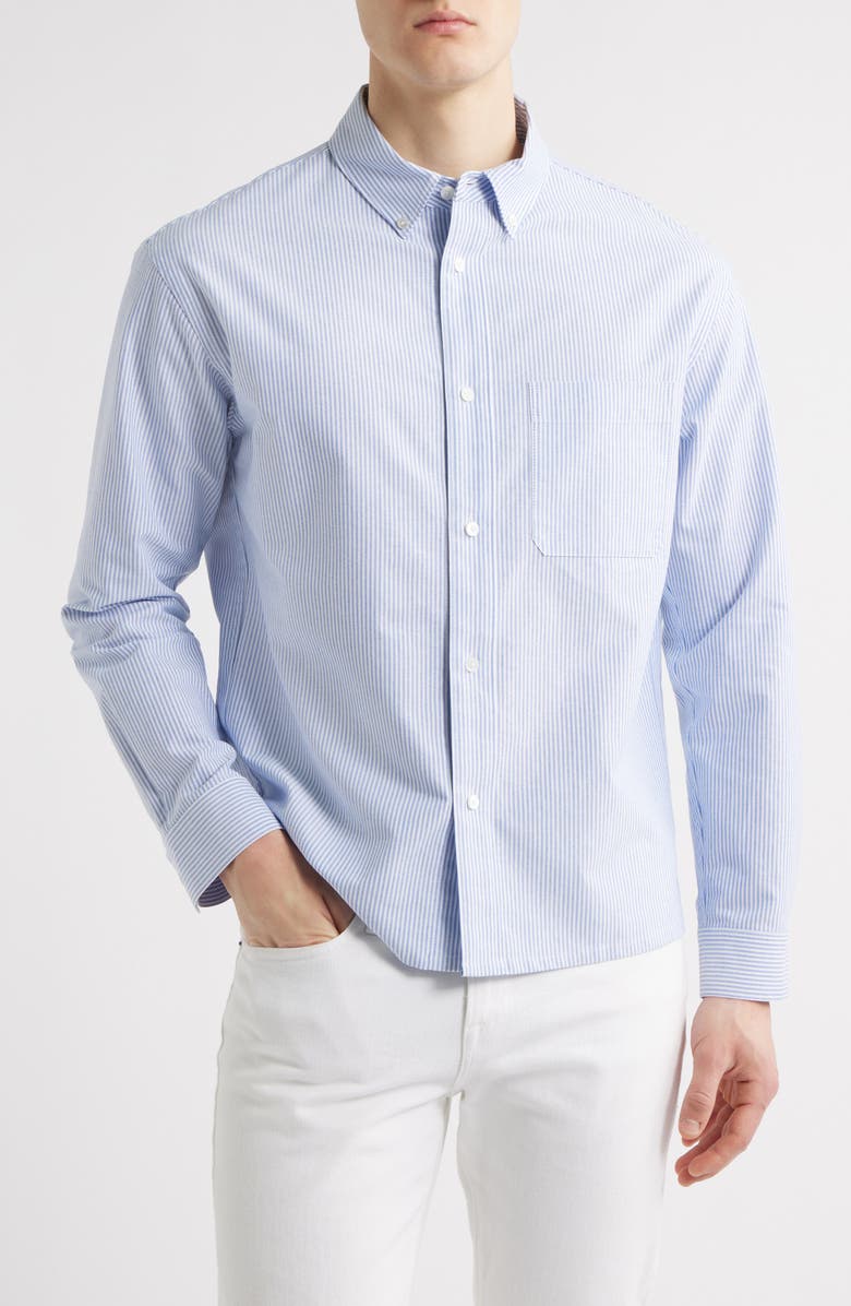 FRAME Stripe Cotton Button-Down Oxford Shirt, Main, color, Blue Stripe