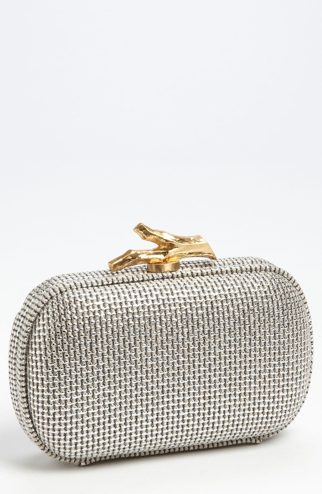 'Lytton - Small' Metallic Canvas Clutch, Main, color, SILVER/ GREY