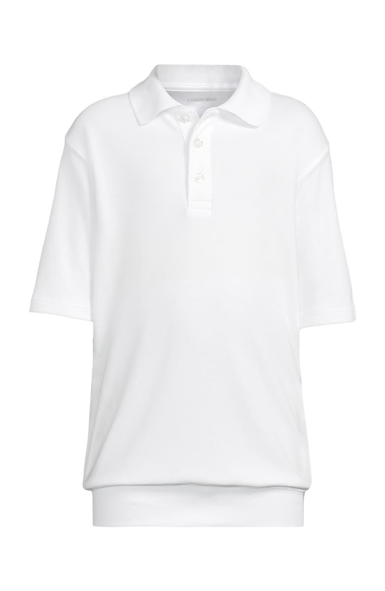Lands' End School Uniform Big Kids Short Sleeve Banded Bottom Polo Shirt, Alternate, color, White