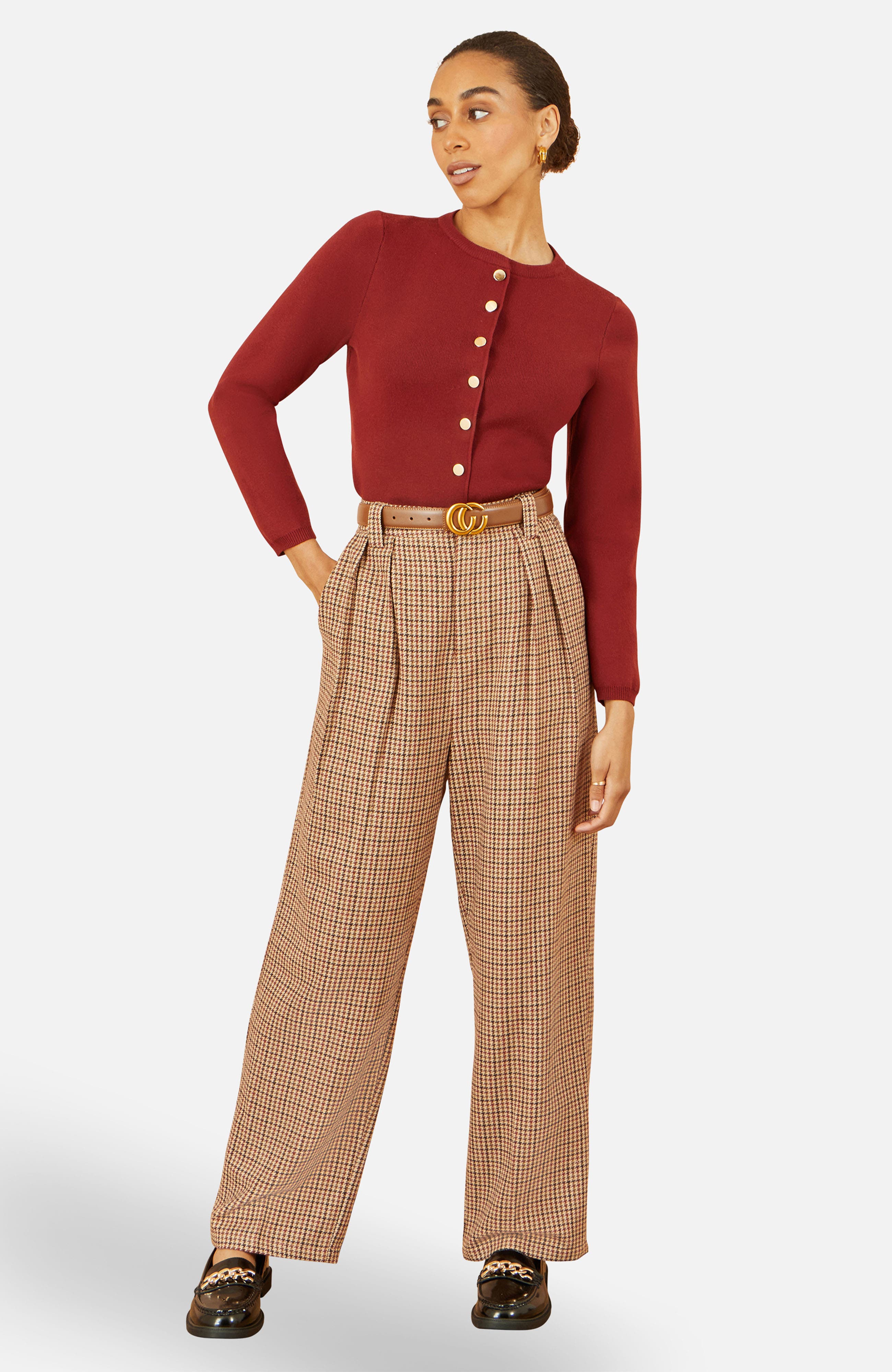 Check Wide Leg Pants - image 2
